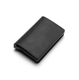 Smart Wallet 2021 Genuine Leather سرقة الحامل مربع Slim Clutch Popup for Business Men1833774