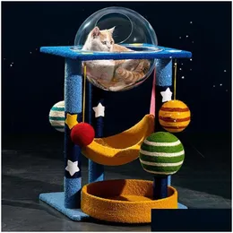 Katzenmöbel Kratzer Tree House Tower für Katzen Interaktives Spielzeugkratzer nach vertikaler Klettern 230826 Drop DH8VP DH8VP