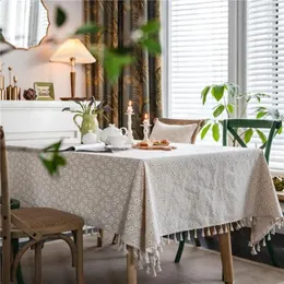 Table Cloth Cotton And Linen Embroidered Daisy Tablecloth For Nappe De Tassel Cover Tapete Mantel Mesas