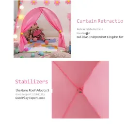 1.3M Portable Children's Tent Blue/Pink Child Room Decor Play House Kids Girls Boys Birthday Christmas Gifts Toy Game New