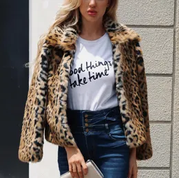 ISHOWTIENDA Sahte Kürk Matar Kadınlar 2018 Leopar Baskı Moda Sonbahar Kış Sivil Kürk Ceket Palto Palto Manteau Femme Hiver9986144