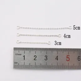 3-5 cm 925 Sterling Silver Cross Chain Box Chain Silver Jewelry Extender Chain For Jewelry Making DIY Jewelry Findings One Piece