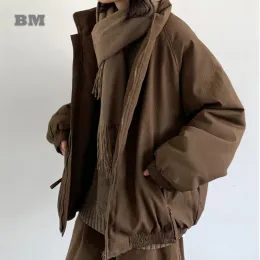 Vinter högkvalitativ paddling kappa streetwear stand-up krage jackor för män kvinnor koreansk hiphop tung kappa för par parkor