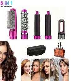 Hårtorkare värmekam 5 i 1 Electric Curler Professional Straight Styling Tool Hushållens avtagbart borstpaket 2206247582449