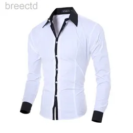 Męskie koszule męskie paski męskie koszule długie rękawy szczupłe białe koszule towarzyskie swobodny męski ubrania Biznes Camisa Masculina Chiled Shirt 240409