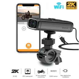 Kameror 2K Motorcykelcykelkamera utomhus Vattentät sportkamera Action Cam WiFi Riding Bicycle Drive Recorder Car DVR Dash Cam