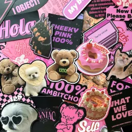 10/55st Söt Animal Pink Egirl Charm Y2K Stickers Estetic för Scrapbooking Diary Phone Bagaget Vattentäta klistermärke