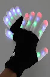 Party LED Rave Luvas Mitts piscando luva de iluminação de dedos LED colorida 7 Cores Light Show Black White3716553