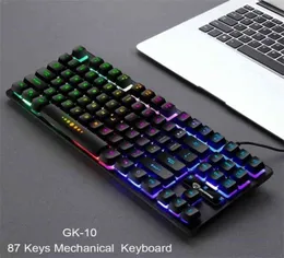 Lysande spelmekaniskt tangentbord 87 nycklar med RGB LED -bakgrundsbelyst USB -trådbundet 15m KeyBord Waterproof Multimedia för surfplatta Desktop 28447395