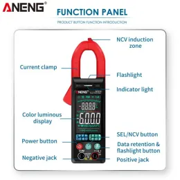 NCV 내구성 신뢰할 수있는 신뢰할 수있는 매우 기능적 편리한 다목적 디지털 클램프 미터 진정한 RMS 컬러 스크린 고급 정확한 정확한