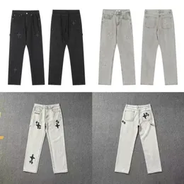Dżinsy męskie złamane planeta dżinsowe spodni dobrej jakości sprężyn Spring spodni prosta moda mężczyźni kobieta streetwear 2024ss