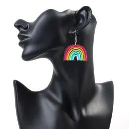 FishSheep Love Acrylic Arch Bridge Rainbow Drop Earring Original 기하학적 반원 심장 Dangle Earing Jewelry