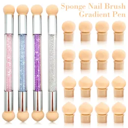 1 Pc Double-ended Gradient Shading Pen Dotting Brush Sponge Head Rhinestone Handle Nail Art Brush Nail Art Painting Tool