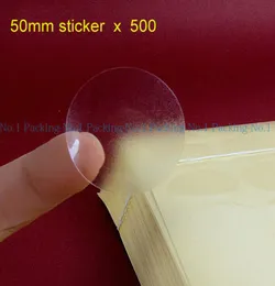Całe 50 mm przezroczyste naklejki PVC okrągłe przezroczyste naklejki uszczelniające 5 cm okrągły 500 StickersLOT4921473