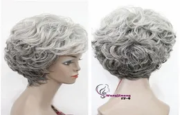 gtgtgtnew vecchie donne nonna capelli non miscelati grigi ricci lady wigs9217195