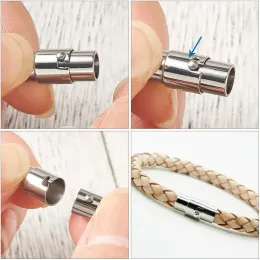 5st Magnetic Clasps Armband Cord End Caps Stängningar Kontakter Låst för läderarmband Halsband smycken Hantverkstillverkning