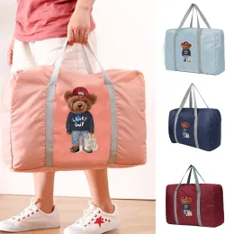 折りたたみ可能な旅行バッグ女性ポータブル衣料品オーガナイザーハンドバッグ大容量ダッフルバッグウォンバットパターン旅行アクセサリー