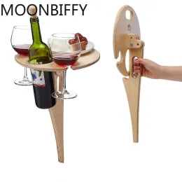 Mini Holzfaltbarer Weinhalter Outdoor tragbarer Rotweintisch für Picknick -Camp -Party Garten Strand Klappglas Rack kleiner Schreibtisch