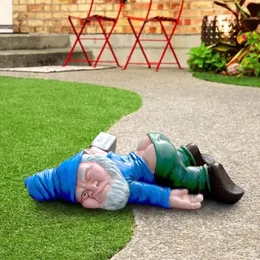 Resin Statue Dwarfs Mini Drunk Gnome Funny Exterior Garden Outdoor Ornaments Sculpture Bonsai Decoration For yard accessories 240329