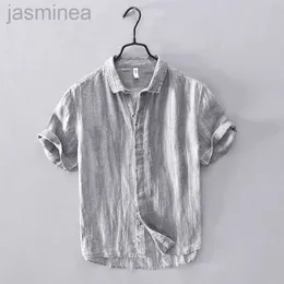 Camicie casual maschile 100% in lino nuovo arrivo a maniche corte a maniche corte a maniche di moda camicie di moda per uomini comodi camicia da uomo comodo da uomo solido revingemd camisa 2449