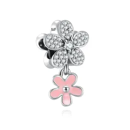 925 Sterling Silver Spring Daisy Flower Mors dag Gift Heart Diy Bead Fit Original Armband Women Charms smycken Tillbehör