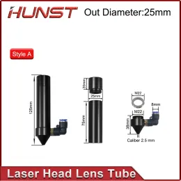 Lazer Çıkış lens çapı için Hunst CO2 Lazer Kafa Lens Tüp Hava Nozumu 20mm Odak Uzunluğu 50.8/63.5mm Gravür Kesme Makinesi