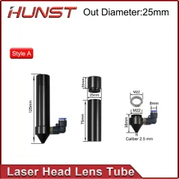 HUNST CO2 Laserhuvudlins rörluftsmunstycke för laserutmatningslinsdiameter 20mm brännvidd 50,8/63,5 mm graveringsmaskin