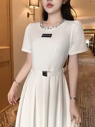 24 Summer Designer's New French Hepburn Black and White Skirt Slim and Fresh Round Neck Style Dress Tall, Simple and Long