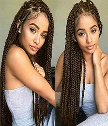 Whole Braided Lace Front Wigs High Full Braids with Baby Hair Afro Synthetic Hair Half Handmade Braided Wigs for Black Women 5246787