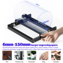 SCULPFUN Laser Rotary Roller S9 Laser Engraver Y-axis Rotary Roller 360° Rotating for 6-150mm Engraving Cylindrical Objects