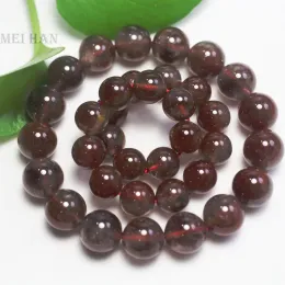 Miehan Natural Genuine Rare Red Auralite 23 Quartz 보석 제작을위한 부드러운 둥근 팔찌 구슬