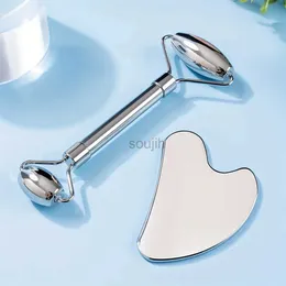 Gesichtsmassagegeräte Edelstahl Gua Sha und Gesichtsrollen Gesichtsmassagegerät für Gesichtsmessung Gua SHA Facial Tools 240409