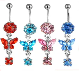 D0491 4色Aquacolor Bowknot Style Style Belly Botton Ring Navel Rings Body Piercing Jewelry Dangle Accessoriesファッションチャーム206520025