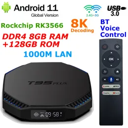 ボックスアンドロイド11テレビボックスT95プラスロックチップRK3566 DDR4 8GB RAM 128GB ROM 1000M LAN DUAL WIFI BT CONTROL 8K DECODE USB3.0セットトップボックス