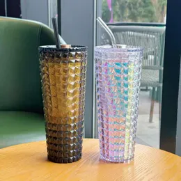 Sermade Goddess Star 24oz/710ml Tumbler Plastics Tumbler riutilizzabile limpida bevendo a forma di pilastro inferiore a forma di goccia tazza di paglia