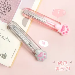 Kawaii ışıltılı kedi pençe şeffaf mini portatif ulity bıçak harf açıcı kesici diy Journal Tedarik Kırtasiye Hediyesi