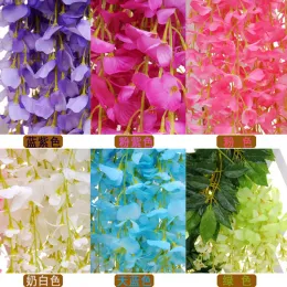 1pc Silk Wisteria Artificial Flowers Vine Ivy Plant Fake Tree Garland Hanging Flower for Wedding Decor Hotel Home Decorations