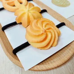 Dekorativa blommor Creative Sydkorea Simulation Cookie Hair Circle Model Rope Sweet Girl Tie Band Head Clip