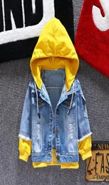 Children039s Denim katlar bahar sonbahar kıyafetleri uzun kollu bebek kız kız kızlar ceket kapşonlu katlar denim ceketler 1 2 3 4 5 6 y5001672