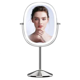 9Lighted Makeup Mirror with Magnification 1X7X Rechargeable DoubleSided LED Oval Mirrors 3 Colors Dimmable 240409