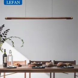 Черный ореховый обеденный стол люстра Простая полоса деревянные лампы кухни приспособление для дома подвеска для помещений в помещении.