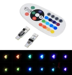 1 Пара T10 RGB Многократные цвета изменение лампы светодиодной лампы красочное авто автомобиля с пультом дистанционного управления7037014