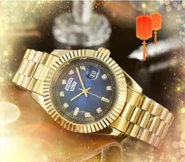 Хип -хоп Iced Out мужчины Женские дизайнерские дизайнерские дни дата времени неделя Quartz Clock Gold Calendar из нержавеющей стали часы часы Relogio Masculino
