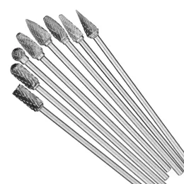 10pc 100mm Long Single/Double Cut Tungsten Solid Carbide Rotary Burrs Set 3*6mm Drill Bit for Rotary Tools