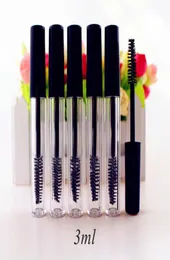 50pcslot 3ml leerer Mascara -Röhrchen -Wimpern -Creme -Viailliquid -Flaschenprobe Kosmetischer Behälter mit leckerem innerer schwarzer Kappe CX200726592291