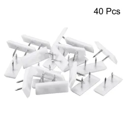 uxcell Uxcell 20/40/60/80pcs Furniture Feet Nail, Square Chair Table Leg Protector Pad 31mm x 12mm White Plastic