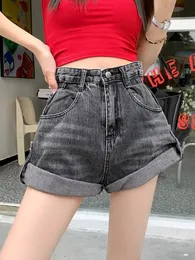 SXL Womens A LINE MINI DENIM Short High Weist Female Summer Summer Ladies Roll Roll Shorts Jeans for Womensl2960 240409