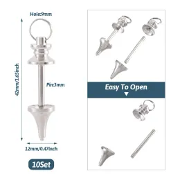 10 Set Blank Screw Pendulum Pendants Pinch Bails Platinum Color for Necklace Healing Dowsing Charms Making 42x12mm Hole 9mm