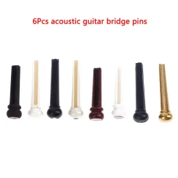 6PCS Acoustic Guitar Bridge Pins Pure Bone Ebony Bridge Pin for Folk Guitar Wymiana Akcesoria Guitar Gitar