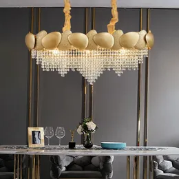 Dimmbare Lichter LED Kristall Quasten Deckenkraut Luxusgoldhanglampen für Decken Wohnkultur Luminaria für Esszimmer